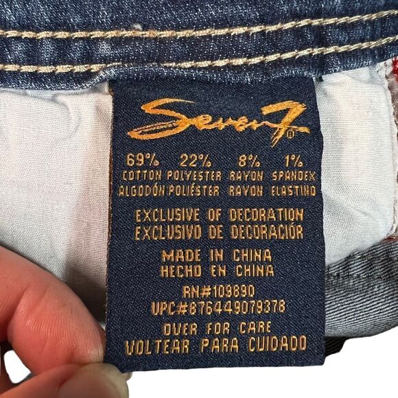 Seven7 Bermuda Denim Shorts Women Size 4 Blue Stretch Whiskers nwt - Picture 5 of 13